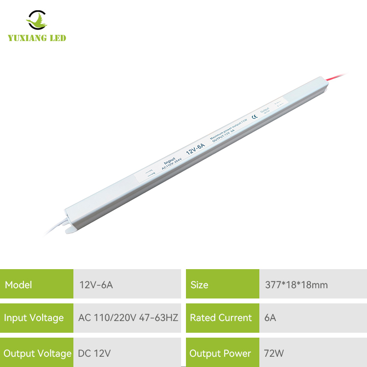 12V 6A 60W Silvery Ultra makitid na ultra manipis na ultra slim LED power supply