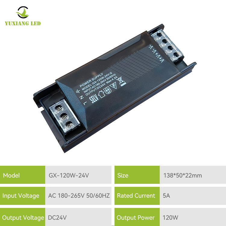 24v120w Patuloy na boltahe ng semi-puno ng slim LED na paglilipat ng supply ng kuryente