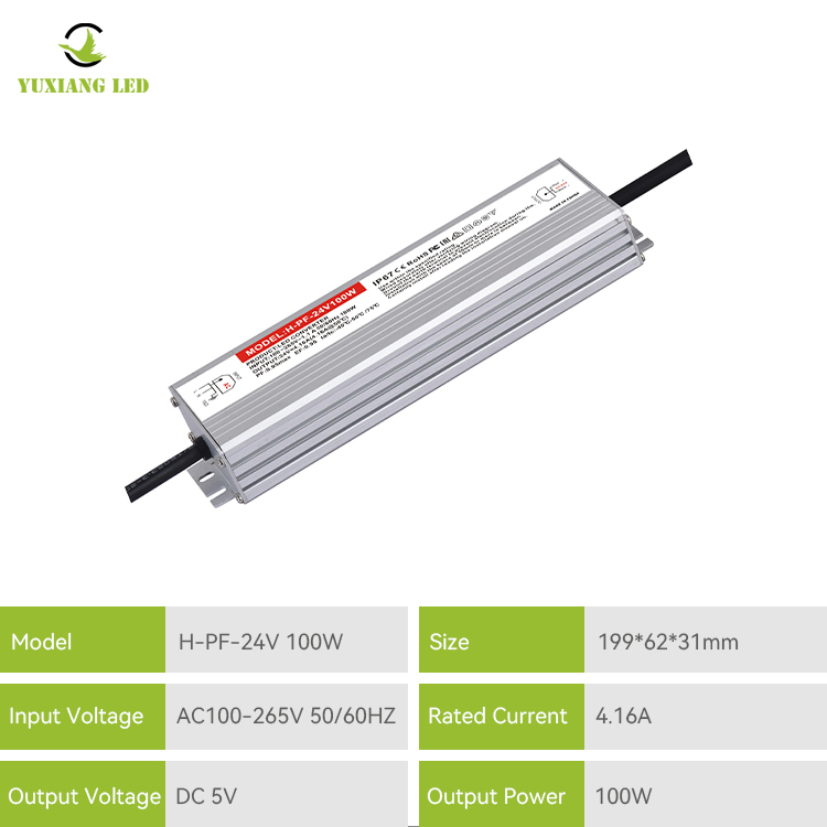 High PF Ip67 24v 100w Waterproof Led Power Supply