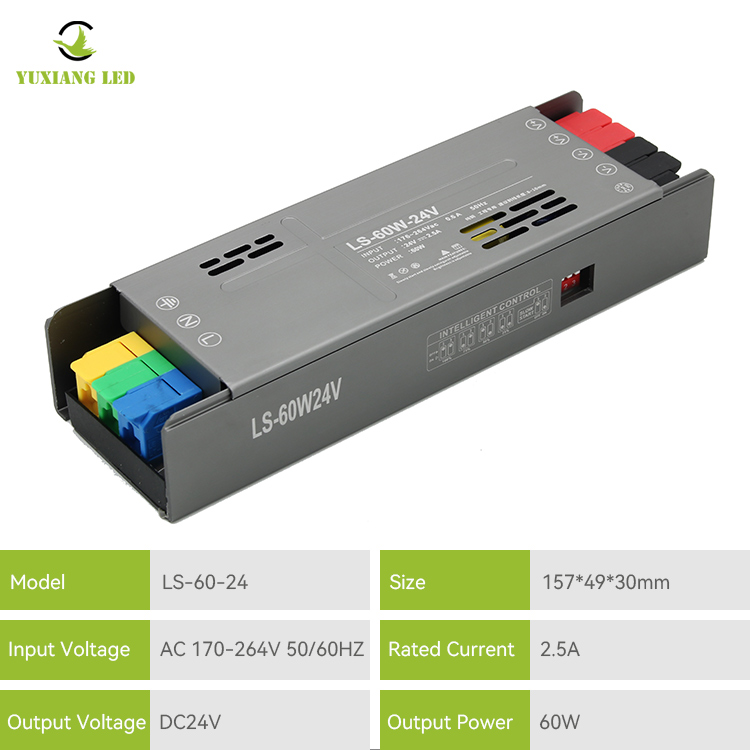 Semi-Potted Rubber Model Full Power 24V60W Linear Lighting Power Supply